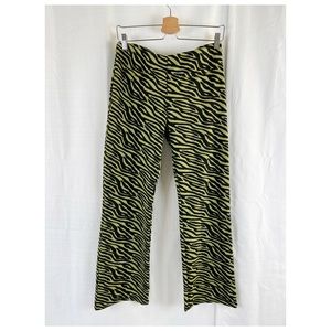 Zara Jacquard Pants Zebra Print Black/Green Wide Leg Size Large Knit